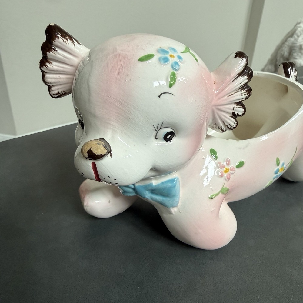 Vintage Inarco Puppy Dog Ceramic Planter Kitsch 5x7" - Picture 9 of 10